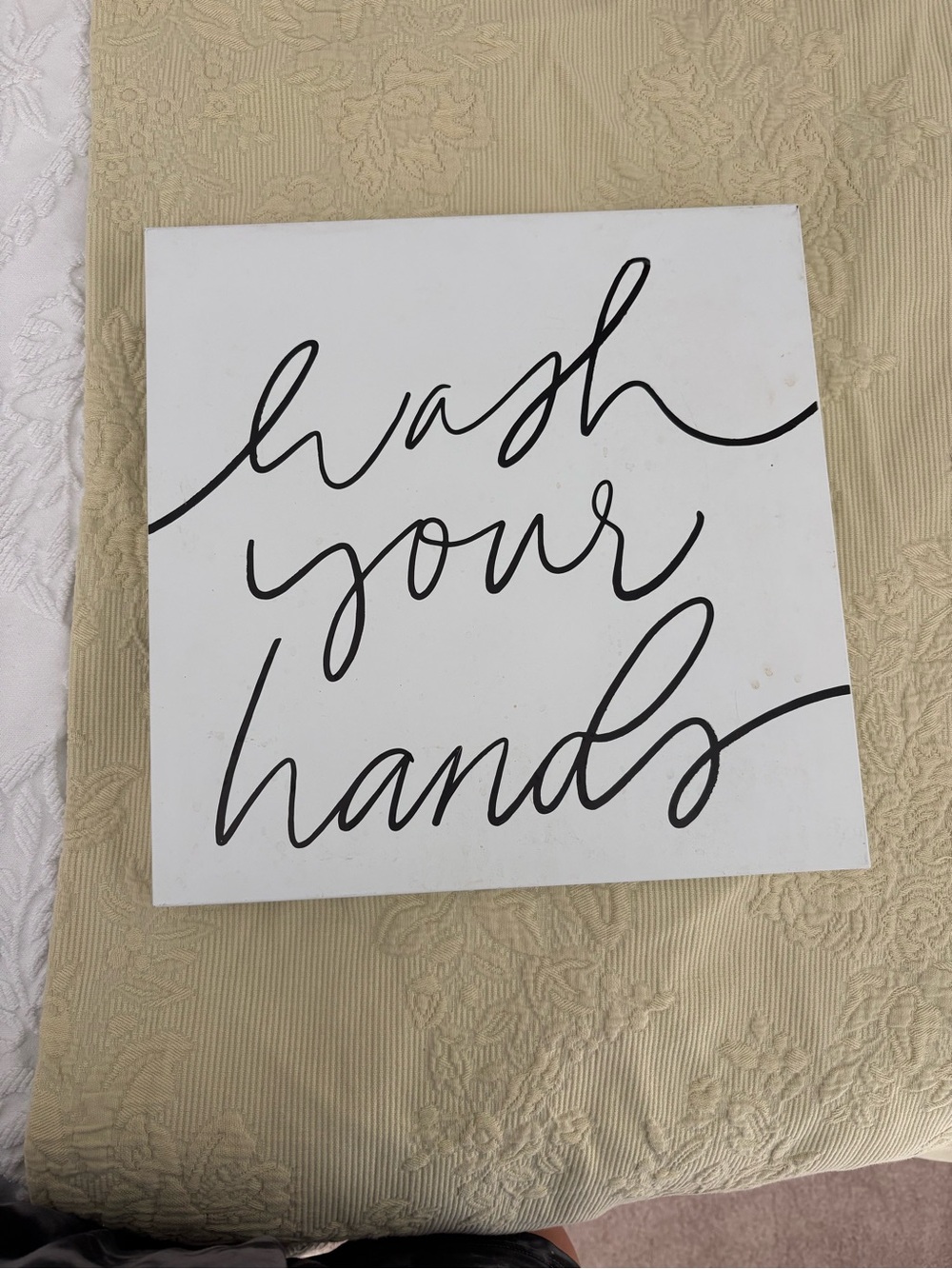 Wash Your Hands Wall Sign - White & Black